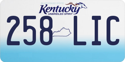 KY license plate 258LIC