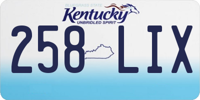 KY license plate 258LIX