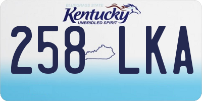 KY license plate 258LKA