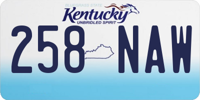 KY license plate 258NAW