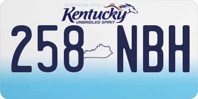 KY license plate 258NBH