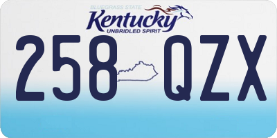 KY license plate 258QZX
