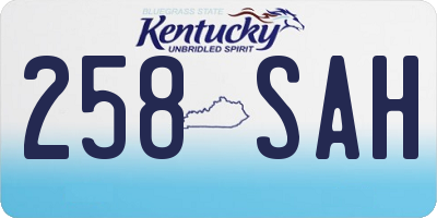 KY license plate 258SAH