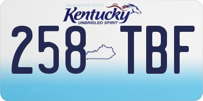 KY license plate 258TBF
