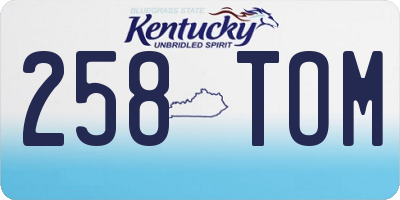 KY license plate 258TOM