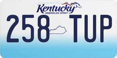 KY license plate 258TUP