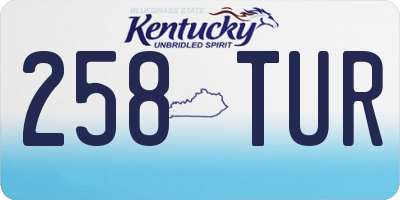 KY license plate 258TUR