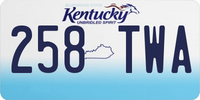 KY license plate 258TWA