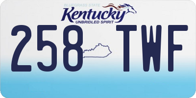 KY license plate 258TWF