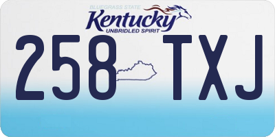 KY license plate 258TXJ