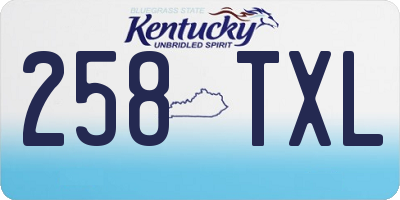 KY license plate 258TXL