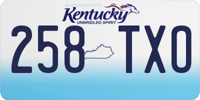 KY license plate 258TXO