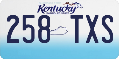 KY license plate 258TXS