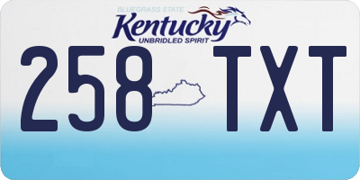 KY license plate 258TXT
