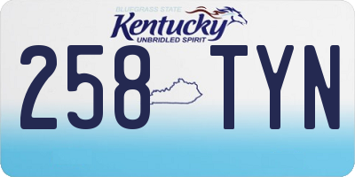 KY license plate 258TYN