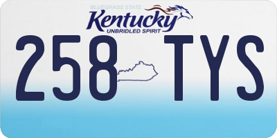 KY license plate 258TYS
