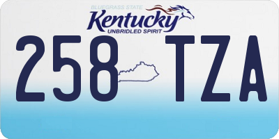 KY license plate 258TZA