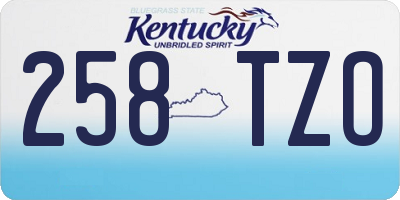 KY license plate 258TZO