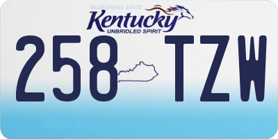 KY license plate 258TZW