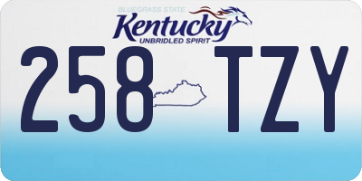 KY license plate 258TZY