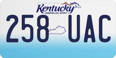 KY license plate 258UAC