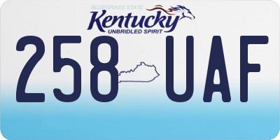 KY license plate 258UAF