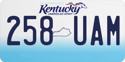 KY license plate 258UAM