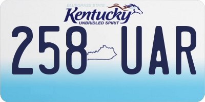 KY license plate 258UAR