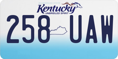 KY license plate 258UAW