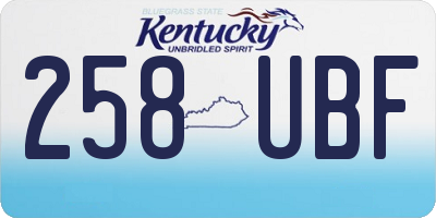 KY license plate 258UBF