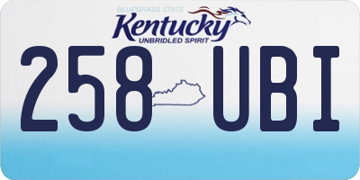 KY license plate 258UBI