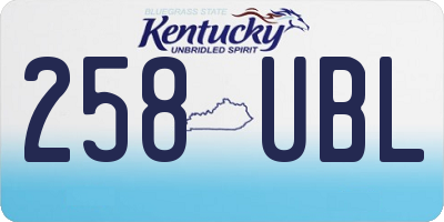 KY license plate 258UBL