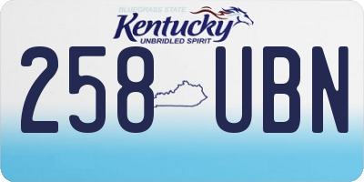 KY license plate 258UBN
