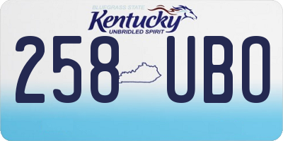 KY license plate 258UBO