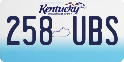 KY license plate 258UBS