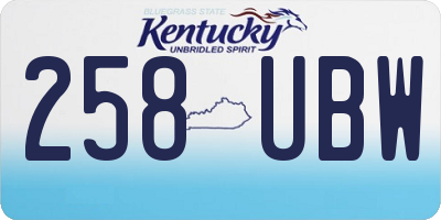 KY license plate 258UBW