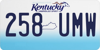 KY license plate 258UMW