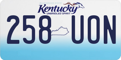 KY license plate 258UON