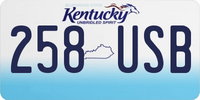 KY license plate 258USB
