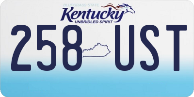 KY license plate 258UST