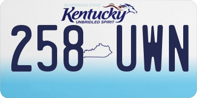 KY license plate 258UWN