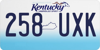 KY license plate 258UXK