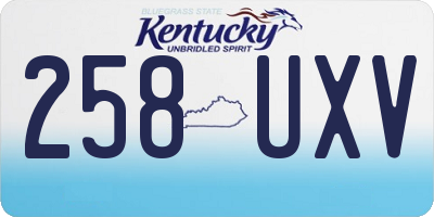 KY license plate 258UXV