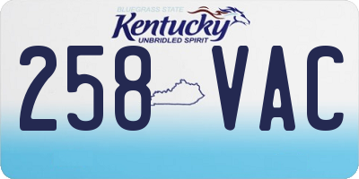 KY license plate 258VAC
