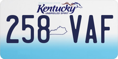 KY license plate 258VAF