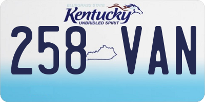 KY license plate 258VAN