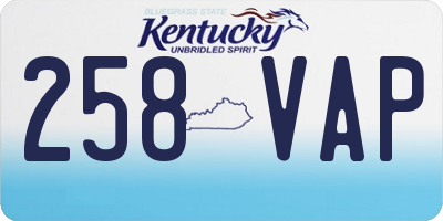 KY license plate 258VAP