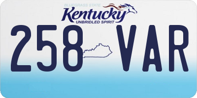 KY license plate 258VAR