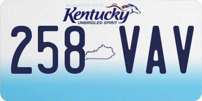 KY license plate 258VAV