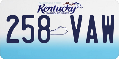 KY license plate 258VAW